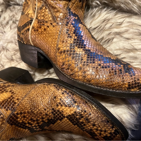 Tony Lama BLK Label Tan Full Snake Men's Boots NEW SOLES & HEELS Sz 9.5 D - Picture 6 of 16